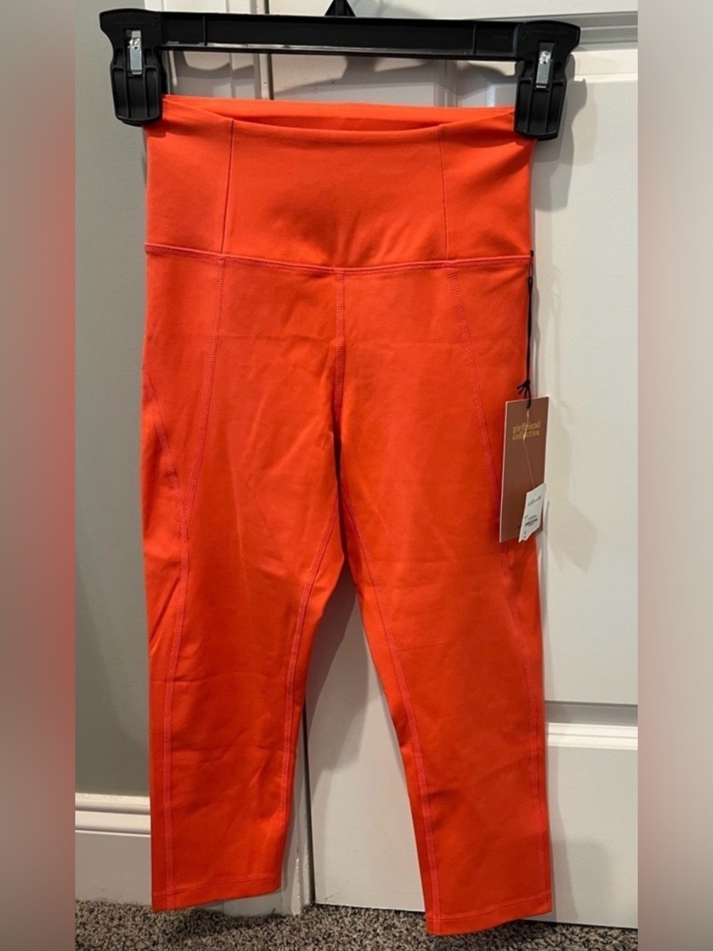 Girlfriend Collective Crop Compression High Rise Athletic Leggings Coral XS